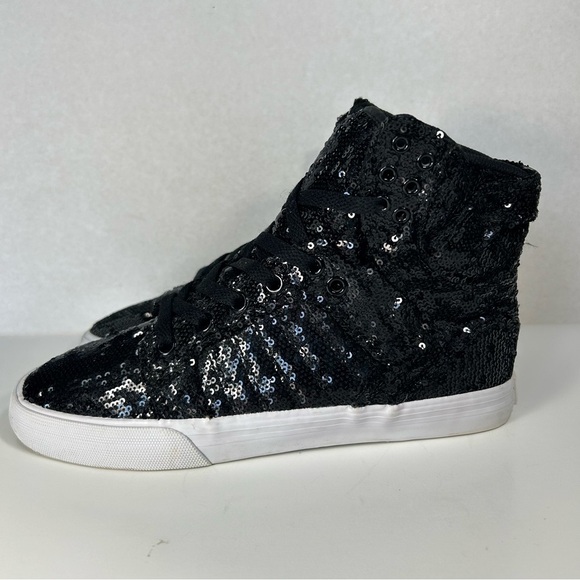 SUPRA Skytops Sparkly Sequin Hi Tops Black Sneakers Shoe SW12029; Women’s Sz 8.5 - Picture 3 of 16